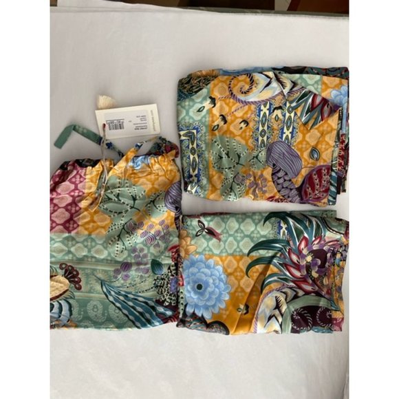 Johnny Was Decklyn Pillow Case Owl Flower Zipper Orange Blue Home 2 pc NEW - Picture 3 of 7